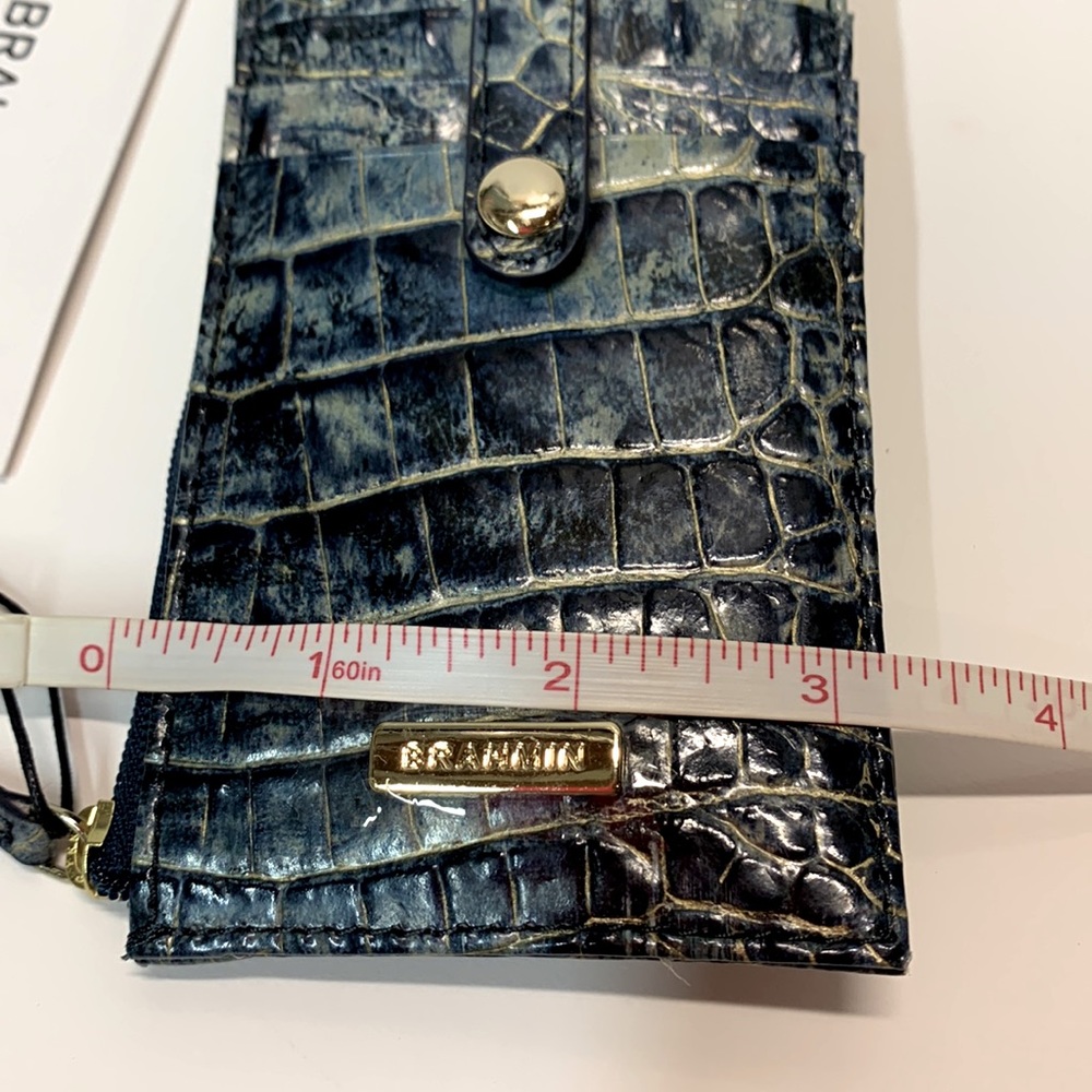 NWT🔥Beautiful Blue-Grey Brahmin Wallet slim size for small Brahmin Bags - Picture 9 of 11